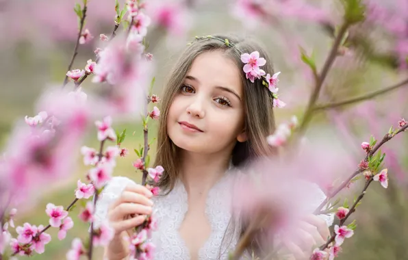 Picture look, spring, girl, flowering