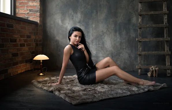 Look, sexy, pose, room, wall, model, lamp, portrait