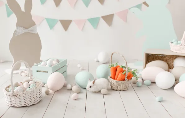 Wallpaper holiday, eggs, rabbit, Easter