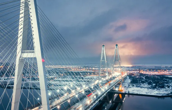 The evening, Saint Petersburg, Leningrad oblast, Big Obukhovsky bridge