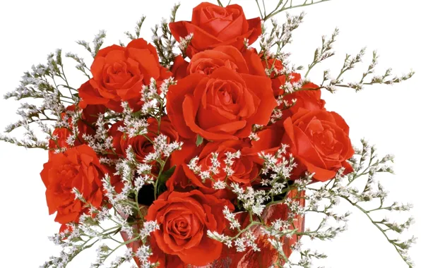 Red, woman, roses, bouquet, day, all, coming, March!
