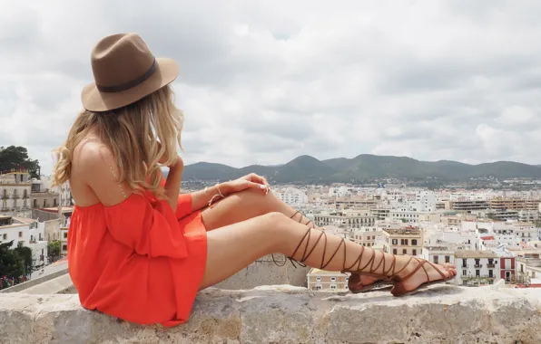 Picture summer, girl, the city, hat