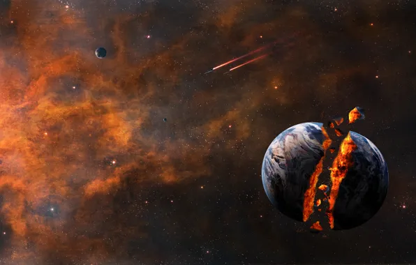 Picture explosion, stars, planet, Sci Fi, Sci FI, spacecraft