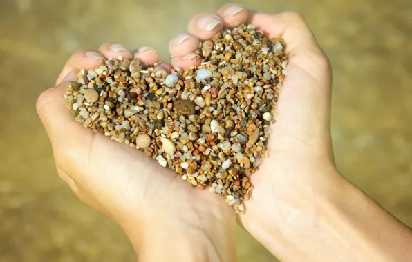 Heart, hands, pebbles
