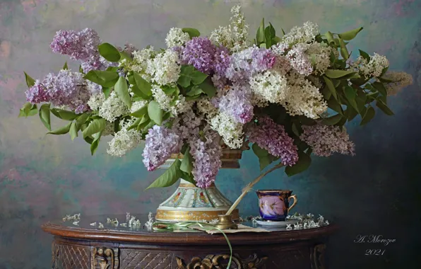 Style, background, still life, lilac, ink, the mug, Andrey Morozov