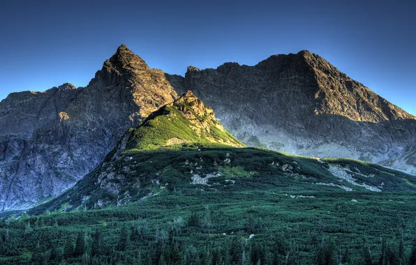 Mountains, koscielec at dusk, polish tatra mountains