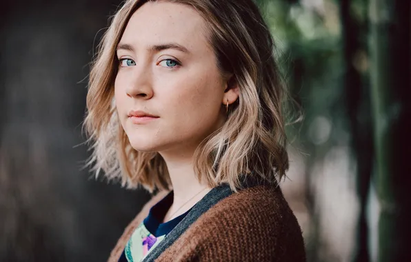 Picture look, portrait, actress, hairstyle, photographer, bokeh, Saoirse Ronan, Saoirse Ronan