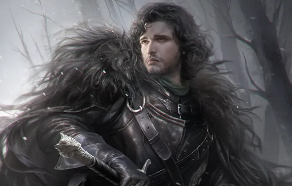 Sword, Wolf, fantasy, fragment, Game of Thrones, Game of thrones, Night watch, Jon Snow