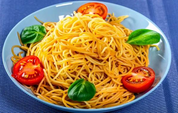 Tomatoes, spaghetti, pasta
