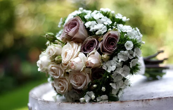 Flowers, roses, bouquet, carnation, composition