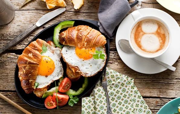 Coffee, Spoon, Tomatoes, Cup, Food, Still life, Scrambled eggs