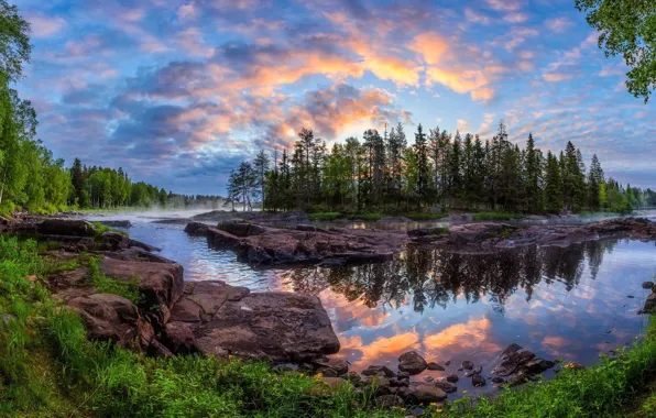 The sky, sunset, lake