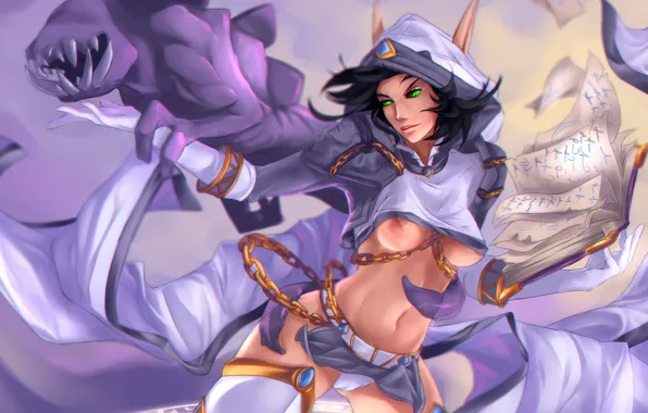Magic, book, WoW, World of Warcraft, elf, chain, Shadow Fiend