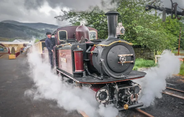 Picture retro, the engine, technique, pair, railroad