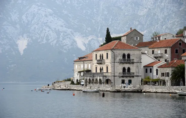 Sea, the city, Adriatica, Montenegro, Jadran, Boka fjord, Perast