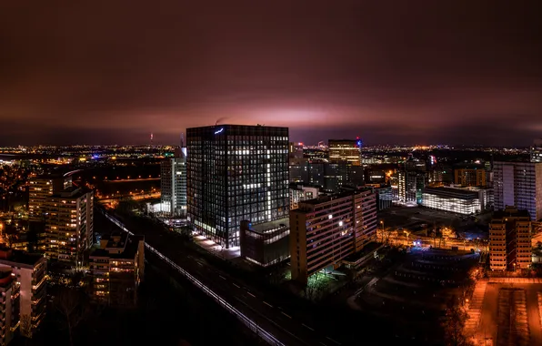 Picture night, lights, home, Germany, the view from the top, street, Eschborn, Eschborn