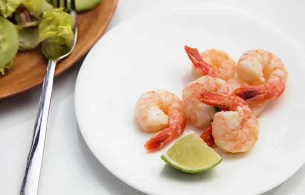 Picture plate, lime, plug, shrimp