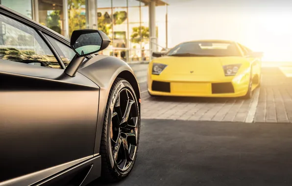 Yellow, black, Lamborghini, Lamborghini, murcielago, Aventador, aventador