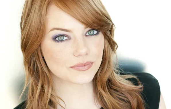 Portrait, makeup, actress, hairstyle, white background, beauty, redhead, Emma Stone