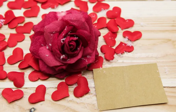 Rose, hearts, Holiday, Valentine's day, postcard