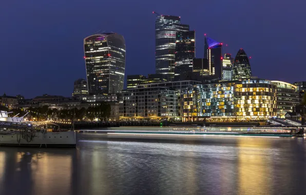 Picture photo, England, London, Home, The evening, Pier, The city, River