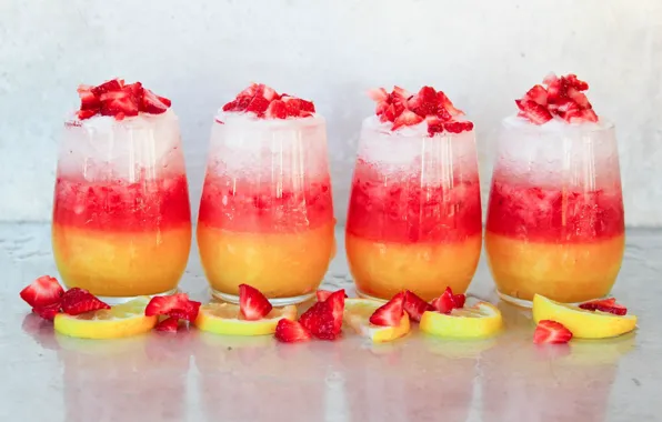 Picture berries, lemon, strawberry, ice cream, dessert