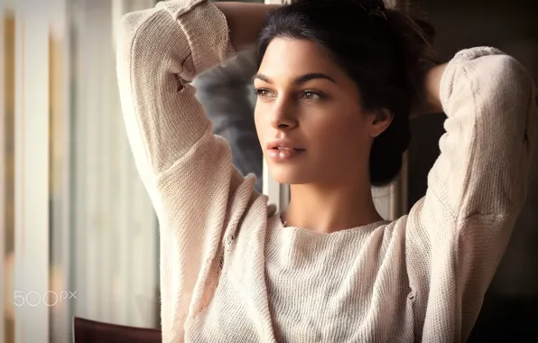 Look, girl, face, portrait, sweater