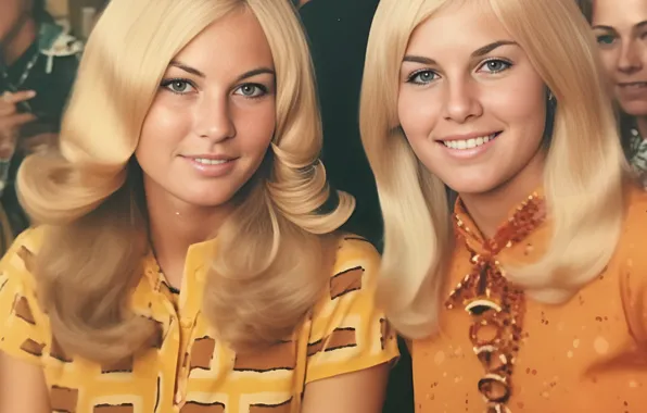 Girls, blonde, two girls, AI art, neural network, the art of artificial intelligence