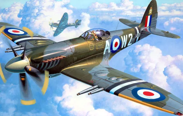 Picture figure, art, Spitfire, Supermarine, the English fighter, Mk.22/24