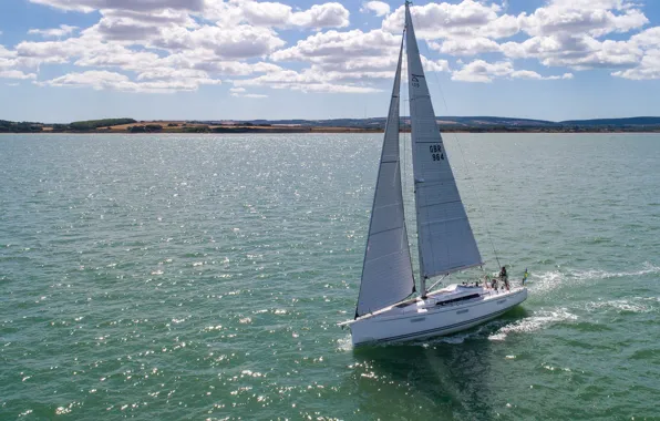 Sea, the way, movement, coast, yacht, sails, swimming, WM-SE