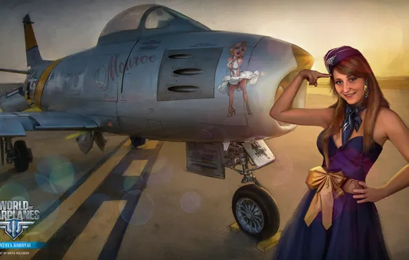 Girl, the sun, the plane, dress, girl, aviation, air, MMO