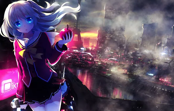 Girl, the city, apples, Charlotte, Charlotta