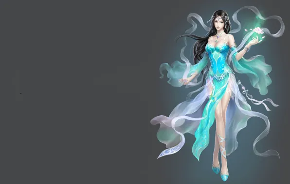 Girl, fantasy, magic, the game, art, Lotus, China