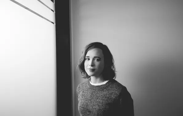 Photo, actress, brunette, black and white, Ellen Page, Ellen Page, Brandon Kapelow