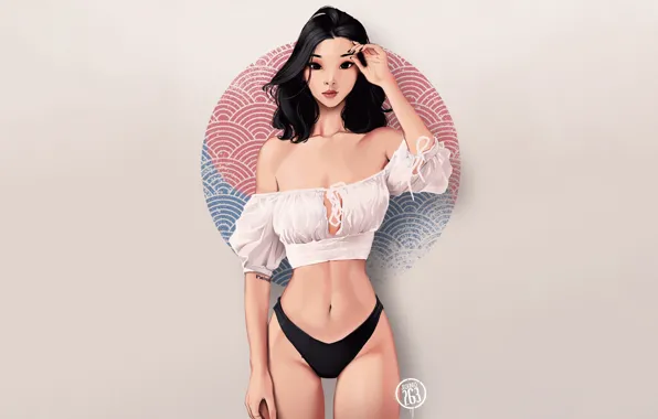 Girl, Minimalism, Style, Asian, Girl, Art, Art, Figure
