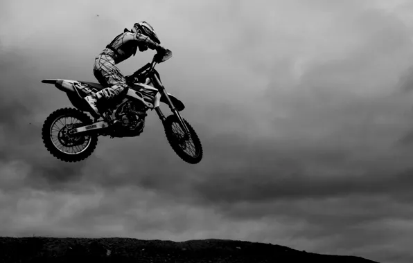 Picture white, black, jump, Motocross