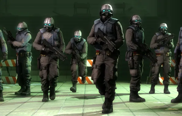 Picture soldiers, Half-Life 2, art, troops, Combine