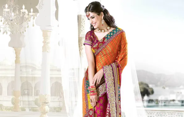 Decoration, brunette, woman, Indian, Bollywood, saree, indian brunette