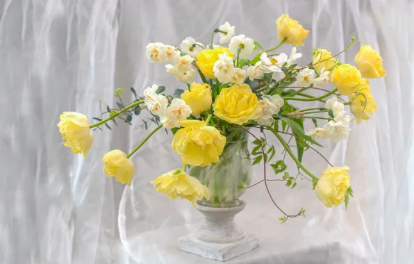 Yellow, bouquet, tulips