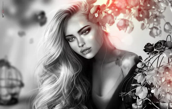 Picture sadness, girl, hair