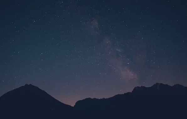 Space, stars, mountains, silhouette, The Milky Way