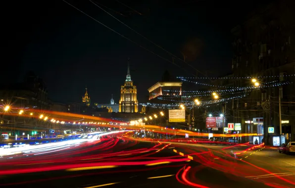 Picture night, Moscow, Russia, Russia, Moscow, night light, Kutuzovsky prospect