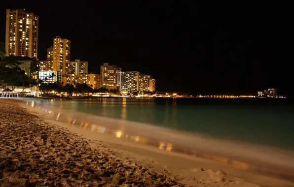 Beach, romance, night coast