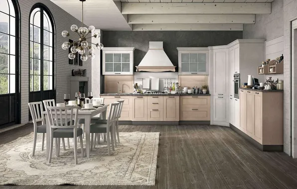 Style, Villa, interior, Italy, kitchen, dining room, dining area, Italian design