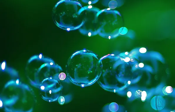 Greens, blue, bubbles