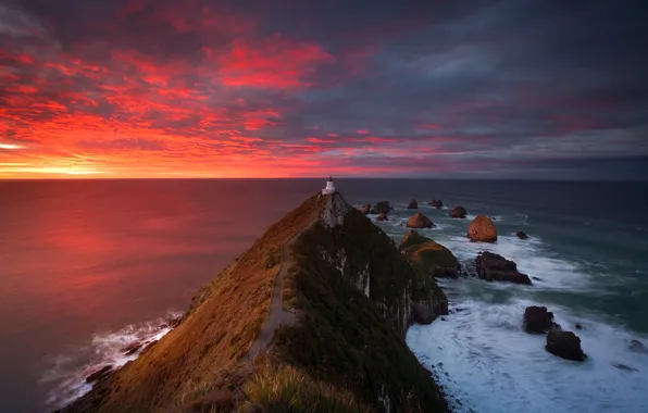 The sky, sunset, the ocean, lighthouse, the evening, Australia, Cape