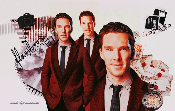 Collage, the camera, male, photoshoot, Benedict Cumberbatch, Benedict Cumberbatch, British actor, by happinessismusic