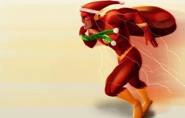 Picture holiday, new year, Christmas, gifts, bag, flash, santa, Barry Allen