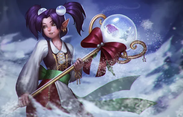 Picture winter, girl, new year, staff, Pearl, Heroes of Newerth, crystal ball, Snowglobe Pearl