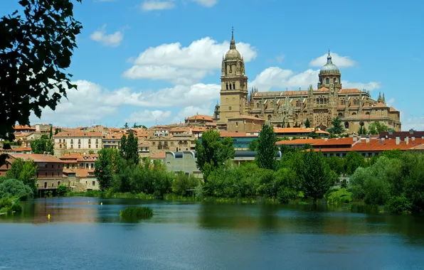 The city, river, photo, home, Spain, Salamanca